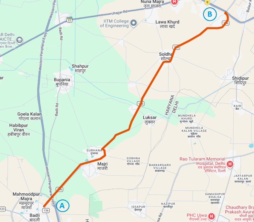 Badli Bahadurgarh (Both side) - 15.20KM